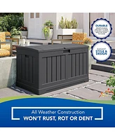 Suncast 50 Gallon Medium Resin Outdoor Storage Deck Box with Lid, Peppercorn