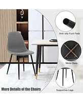 Gymax Dining Chairs Set of 4 Upholstered Fabric Chairs W/Metal Legs for Living Room