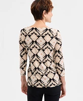 Jm Collection Women's Printed Jacquard Scoop-Neck Top, Exclusively at Macy's