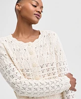 And Now This Women's Patchwork Button-Down Crochet-Knit Cardigan Sweater, Exclusively at Macy's