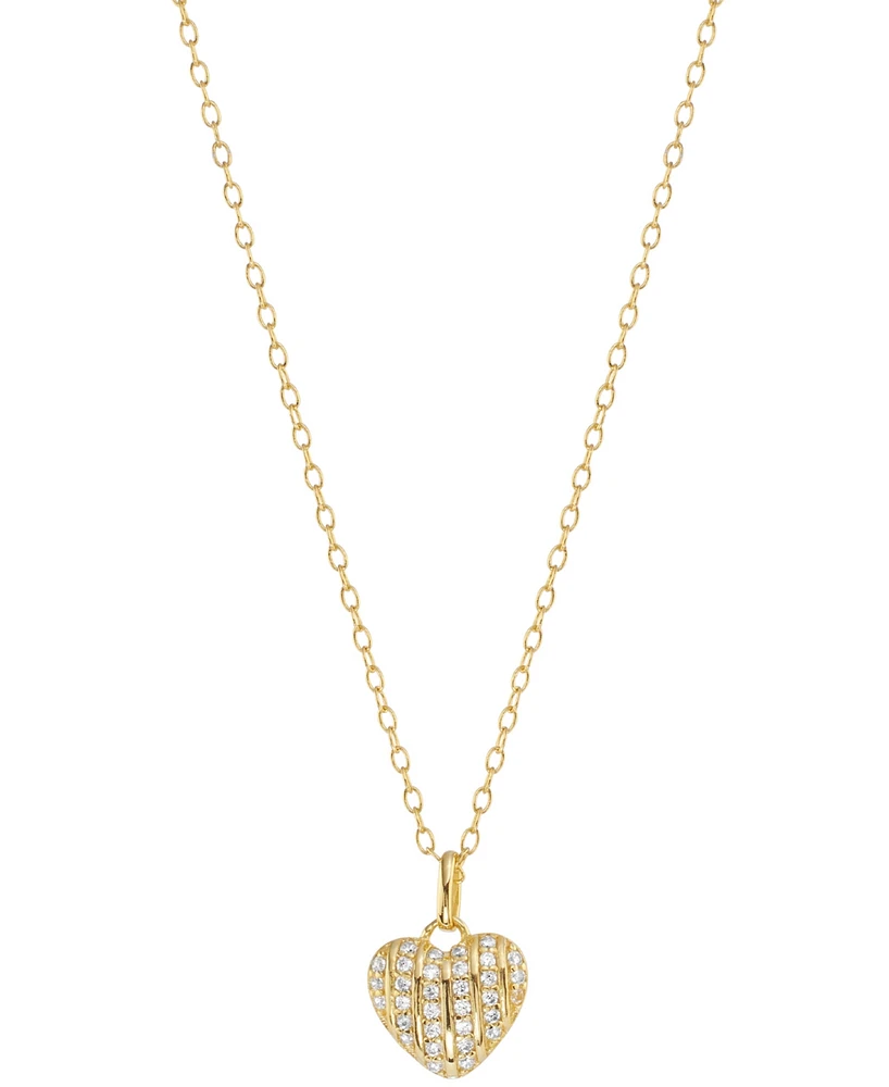 Cubic Zirconia Heart Pendant Necklace (1/3 ct. t.w.) Sterling Silver (Also Available 14k Gold over Silver)