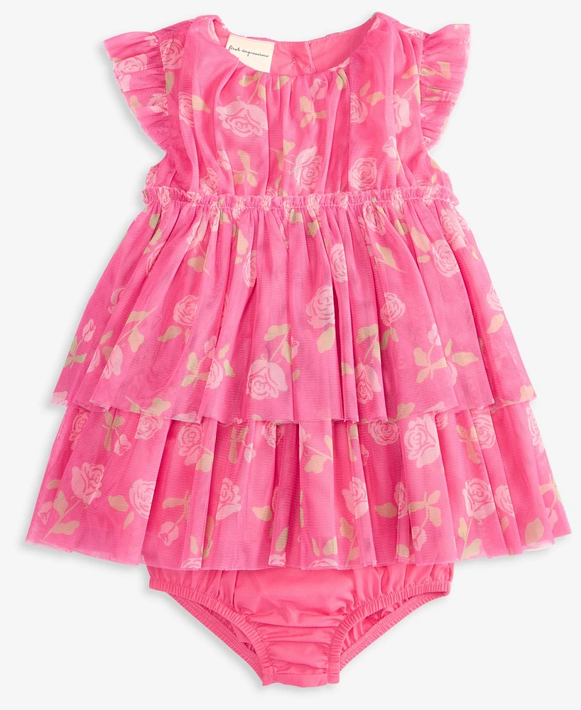 First Impressions Baby Girls Rose-Print Tulle Dress & Bloomer, 2 Piece Set, Exclusively at Macy's