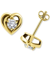 Giani Bernini Cubic Zirconia Heart Solitaire Stud Earrings Sterling Silver, Created for Macy's