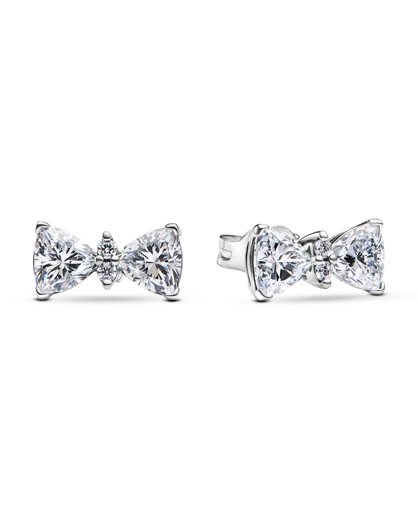 Pandora Sterling Silver Sparkling Bow Stud Earrings