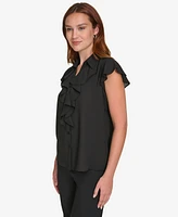 Calvin Klein Women's Cap-Sleeve Ruffle-Front Blouse