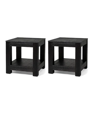 Maven Lane Paulo Wooden Side Table in Weathered Black Finish, Set of 2
