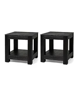 Maven Lane Paulo Wooden Side Table in Weathered Black Finish, Set of 2