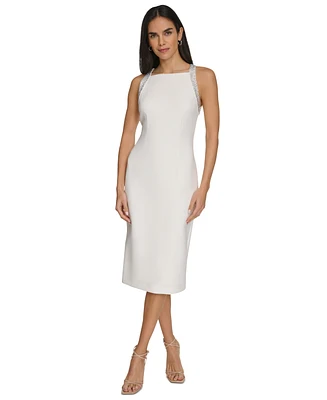 Calvin Klein Women's Embellished Scuba Sheath Dress