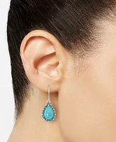 Marcasite & Synthetic Turquoise Drop Earrings in Sterling Silver