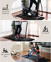 Redliro Foldable Rubber Treadmill Mat, Non-Slip Walking Pad Mats, High Resilience Floor Protector for Home Fitness, Bike Gym Mat