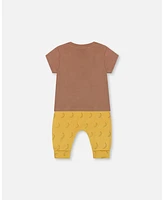 Deux par Baby Boys Printed Organic Cotton Top And Pant Set Yellow Bananas Brown