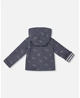 Deux par Baby Boys Reversible Organic Cotton Hooded Jacket Navy Striped Blue