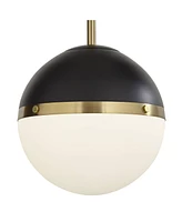 360 Lighting McGraw 10 1/4" Modern Pendant Ceiling Light Fixture Dining Room Over Table Kitchen Island Foyer Hanging Round Antique Brass and Black Fin