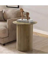 Hulala Home Perry Modern End Table with Wood Strip Decoration