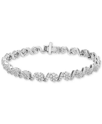 Diamond Cluster Zigzag Tennis Bracelet (3-3/8 ct. t.w.) in 10k White Gold