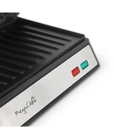 Megachef Electric Dual Plate Non-Stick Panini Grill Press with Drip Tray