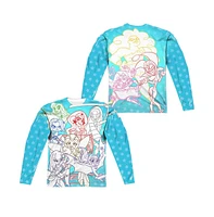 Dc Superhero Girls Men's Comics Justice Gang (Front/Back Print) Long Sleeve Adult Poly Crew Tee / T-Shirt