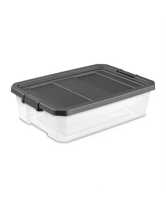 Sterilite 40 Quart Plastic Under Bed Storage Bin Tote & Latch Lid, 12 Pack, Gray