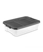 Sterilite 40 Quart Plastic Under Bed Storage Bin Tote & Latch Lid, 12 Pack, Gray