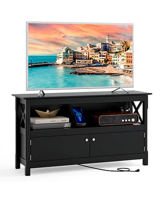 Gouun Tv Stand Entertainment Center with Charging Station for TVs up to 50 Inch