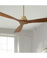 Casa Vieja 66" Delta Xl Modern Indoor Ceiling Fan 3 Blade Remote Control Soft Brass Finish Brown Walnut Finish Blades Bedroom Living Room Kitchen Dini