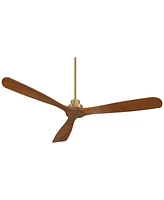 Casa Vieja 66" Delta Xl Modern Indoor Ceiling Fan 3 Blade Remote Control Soft Brass Finish Brown Walnut Finish Blades Bedroom Living Room Kitchen Dini