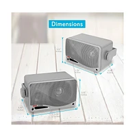 Pyle 3.5" 200 Watt 3-Way Weatherproof Mini Box Speaker System, Silver