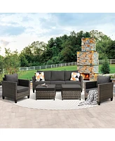 Xizzi 5 Piece Patio Furniture, Outdoor Furniture Sets, Modern Wicker Sectional and 2 Pillows, All Weather Garden Sofa, Backyard,