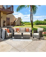Xizzi 5 Piece Patio Furniture, Outdoor Furniture Sets, Modern Wicker Sectional and 2 Pillows, All Weather Garden Sofa, Backyard,