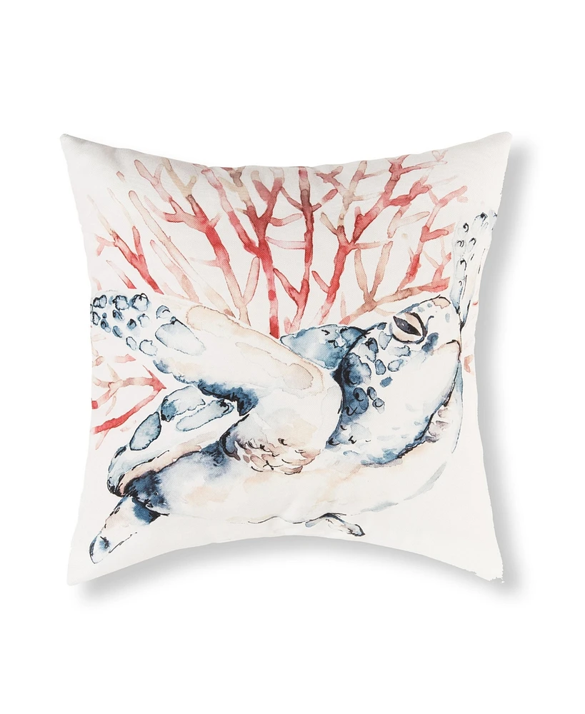 C&F Home 18" x 18" Blue And Coral Turtle Indoor/Outdoor Throw Pillow