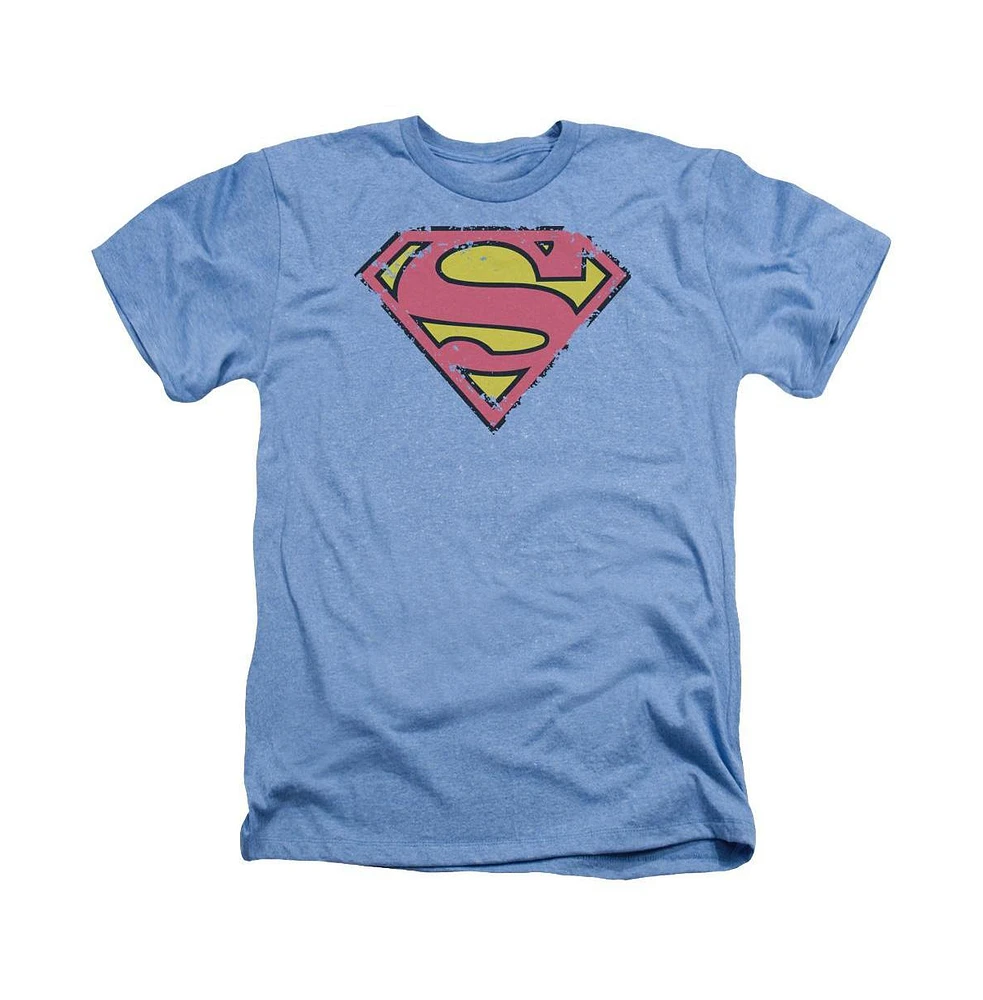 Superman Men's Distressed Shield Adult Heather Tee / T-Shirt