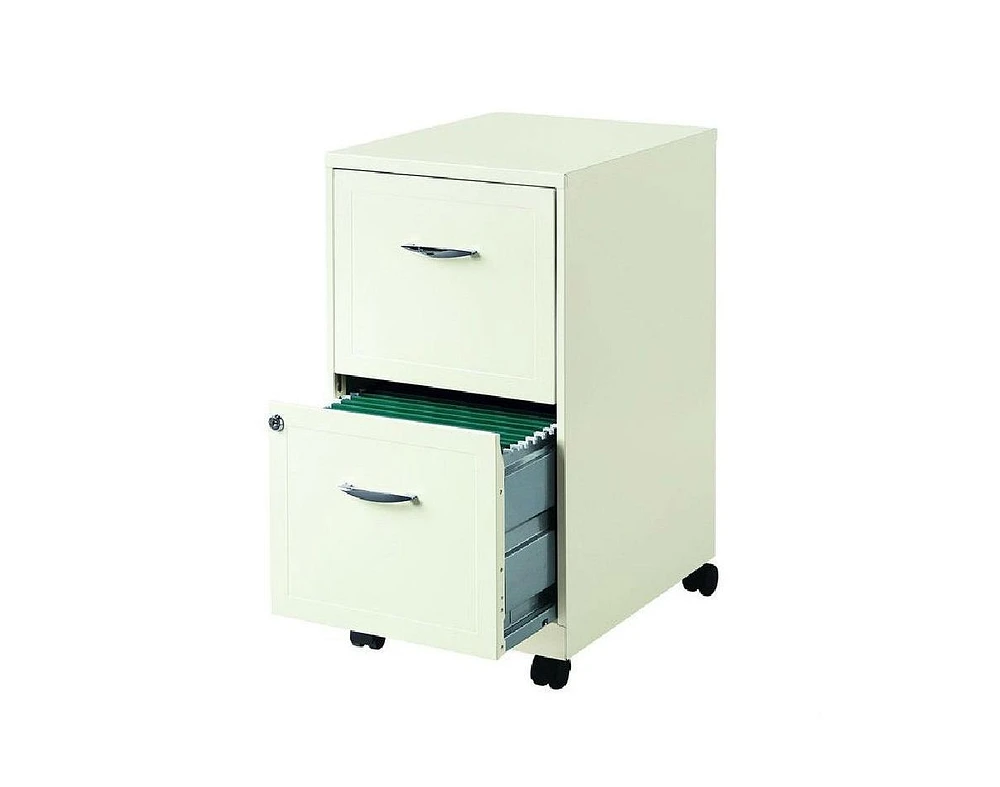 Slickblue 2-Drawer Pearl White Steel File Cabinet with Casters for Office Storage and Organization