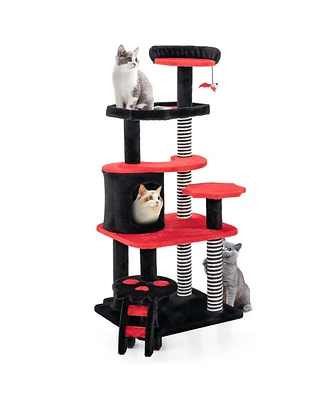 Gymax Gothic Cat Tree 52'' Tall Cat Tower w/ Cat Bed Cat Condo Sisal Scratching Post