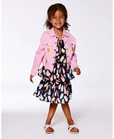 Deux par Girls Jean Jacket With Embroidery Pink And Multicolored Gummies