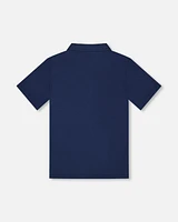 Deux par Big Boys Short Sleeve Polo Shirt Navy Blue