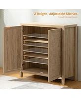 gaomon Sideboard Buffets Storage Cabinet - Boho Large Coffee Bar with Rattan Decorated Door Farmhouse Chest Credenza