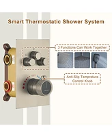 Casainc Rainfall Symphony 3-Function Dual Shower Head Thermostatic System with 3 Sprays Handheld