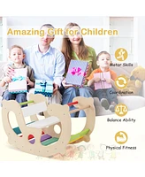 Kuyotq 2-in-1 Rocking Horse Arch for Kids Montessori Climbing Toys with Arch Climber