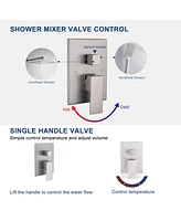 Casainc 10 inch Wall Mounted Pressure Balanced Complete Shower System With 3 Setting Shower Handheld