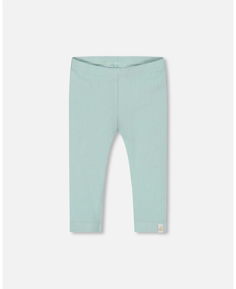 Deux par Toddler Girls Flat Back Rib Capri Legging Pale Teal - Toddler|Child