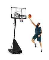 Costway 4.9-10 Ft Basketball Hoop System with 44 Inch Shatterproof Backboard with Wheels