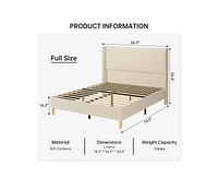 gaomon Full Size Rattan Bed Frame with Headboard, Boho Cane Platform Bed Frame with Strong Metal Slat, Noise Free