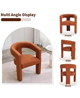 gaomon Modern Sherpa Barrel Dining Chair, Upholstered Faux Fur Room Chair Comfy Side for Kitchen/Living