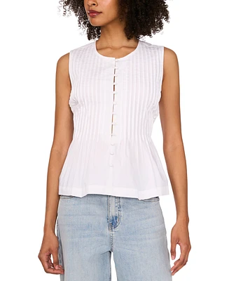 1.State Women's Sleeveless Cotton Pintucked Blouse