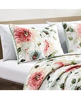 MarCielo 3 Piece Floral Printed Quilt Set Lightweight Bedspread Set King