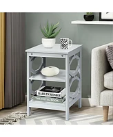 Gouun 2 Pieces 3-tier Nightstand Sofa Side End Accent Table Storage Display Shelf