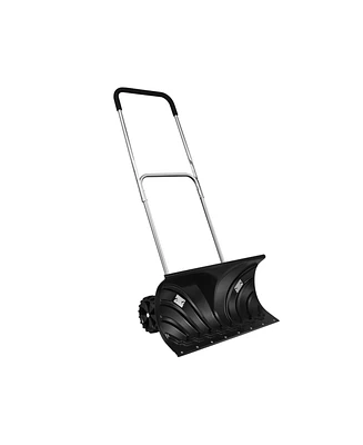 Mecale Rolling Snow Pusher Shovel with Adjustable Handle