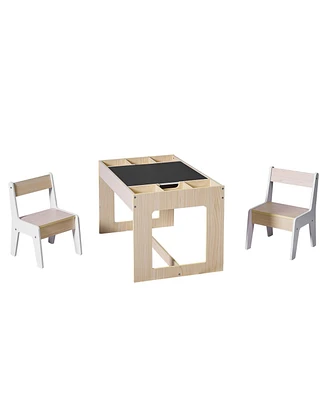 LuxenHome Drawing and Activity Board Children Table with 2 Chairs Set