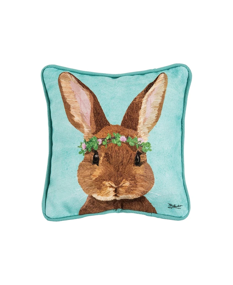 C&F Home 8" x 8" Clover Easter Bunny Spring Small Petite Printed Throw Pillow