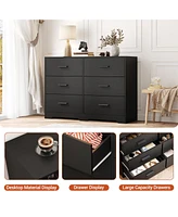 gaomon Dresser for Bedroom with 6 Drawers, Modern Closet Dressers Chest of Drawers with Metal Handle, Wooden Dresser Organizer for Bedroom, Living Roo